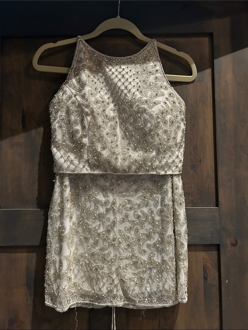 Sherri Hill Embellished white crystal and Beaded Two-Piece Dress
